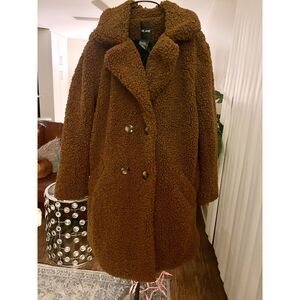 Me Jane Faux Fur Teddy Coat Medium Brown Size L Brand New Lined With Pockets Fab